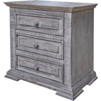 32 Gray Three Drawer Nightstand