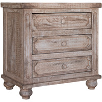 31 Wood Brown Three Drawer Nightstand