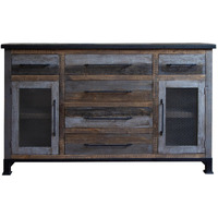 71 Brown Solid And Manufactured Wood Distressed Buffet Table