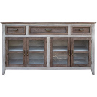 67 Brown Solid And Manufactured Wood Distressed Credenza