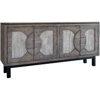 69 Gray Solid And Manufactured Wood Distressed Credenza