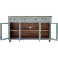 70 Green Solid And Manufactured Wood Distressed Credenza