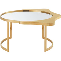 32 Gold Glass Free Form Mirrored Coffee Table