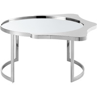 32 Silver Glass Free Form Mirrored Coffee Table