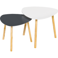 Set Of Two 22 Natural And Gray And White Nested Tables