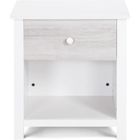 24 White And Gray One Drawer Nightstand
