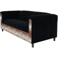 72 Black Velvet Leopard Sofa