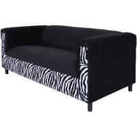 72 Black Velvet Zebra Sofa