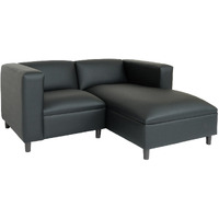 84 Black Faux Leather Sofa Chaise