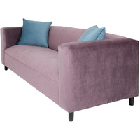 72 Lavender Velvet And Black Sofa With Toss Pillows