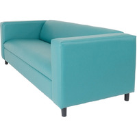 84 Blue Faux Leather And Black Sofa