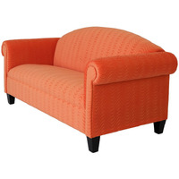 84 Orange Velvet And Black Sofa