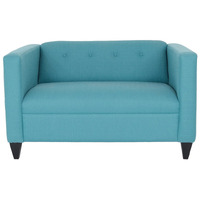 50 Teal Blue Dark Brown Polyester Blend Love Seat