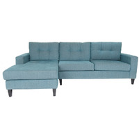 Blue Polyester Blend Stationary L Shaped Two Piece Corner Sectional