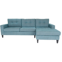 Blue Polyester Blend Stationary L Shaped Two Piece Corner Sectional