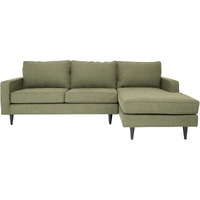 Green Polyester Blend Stationary L Shaped Two Piece Corner Sectional