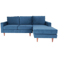 Navy Blue Polyester Blend L Shaped Two Piece Corner Sectional