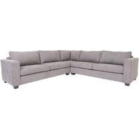 Gray Polyester Blend L Shaped Three Piece Sectional