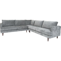 Silver Velvet L Shaped Three Piece Sectional