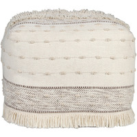 18 Cream Cotton Striped Pouf Ottoman
