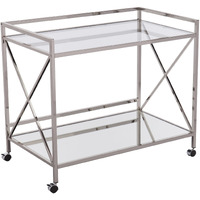 Silver Metal And Mirrored Glass Bar Cart