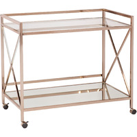 Metallic Gold Metal And Mirrored Glass Bar Cart