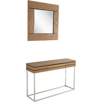 Set Of Two 47"" Brown And Silver Console Table And Drawers