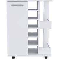 White Rolling Bar Cart With Wine Storage