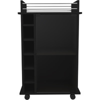 Black Rolling Bar Cart With Wine Storage