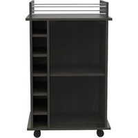 Espresso Rolling Bar Cart With Wine Storage
