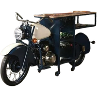 Blue And White Metal Glider Motorcycle Rolling Bar Cart With Wine Storage