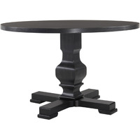 47"" Black Rounded Solid Wood Pedestal Base Dining Table