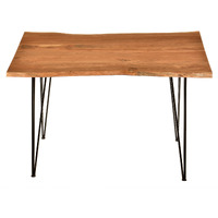 48"" Brown And Black Solid Wood And Iron Dining Table