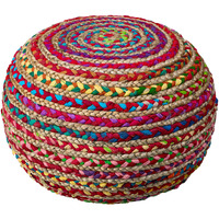 20"" Multicolored Jute Ottoman
