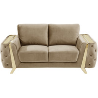 72"" Beige And Gold Velvet Love Seat