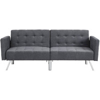 75"" Dark Gray Linen And Silver Sleeper Futon Convertible