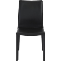 Set Of Two Black Upholstered Leather Dining Side Chairs