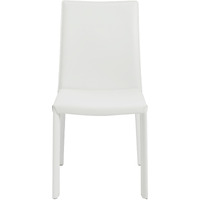 Set Of Two White Upholstered Leather Dining Side Chairs