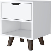 19"" White One Drawer Faux Wood Nightstand
