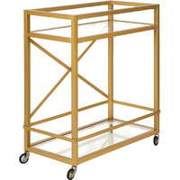 Brass Steel And Glass Rolling Bar Cart