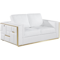 40"" White And Silver Metallic Leather Love Seat