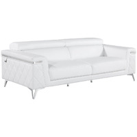 White Top Grain Leather Five Person Seating Set