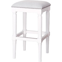 31"" Light Gray And White Solid Wood Backless Bar Height Bar Chair