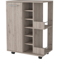 Light Gray Rolling Bar Cart With Wine Storage