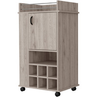 Light Gray Rolling Bar Cart With Wine Storage