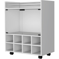 White Rolling Bar Cart With Wine Storage