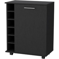 Black Rolling Bar Cart With Wine Storage