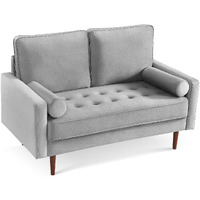 57"" Gray And Dark Brown Velvet Love Seat And Toss Pillows