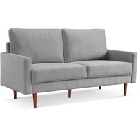69"" Gray Velvet And Dark Brown Sofa