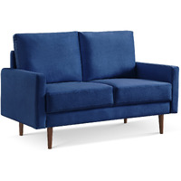 57"" Blue And Dark Brown Velvet Love Seat